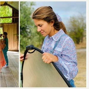 NWT Pink City Prints Ditsy Peach Western Shirt in XS